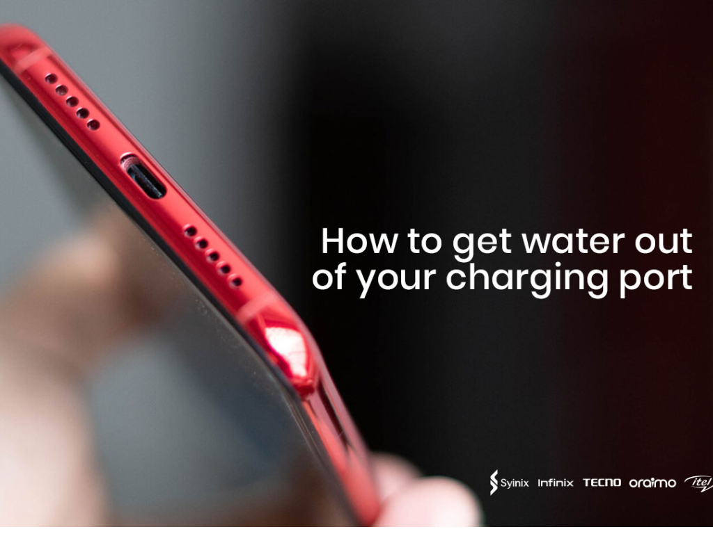 how to get water out of charging port